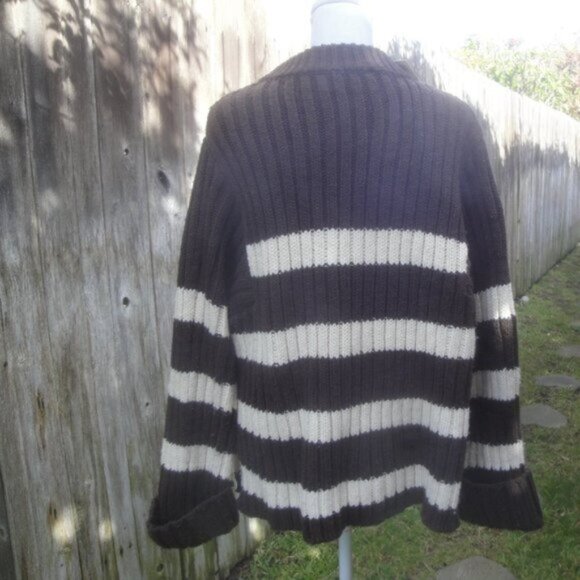 NEW Zara Sweater Women's XS Brown and Cream Striped Bulky Pullover - Picture 5 of 7